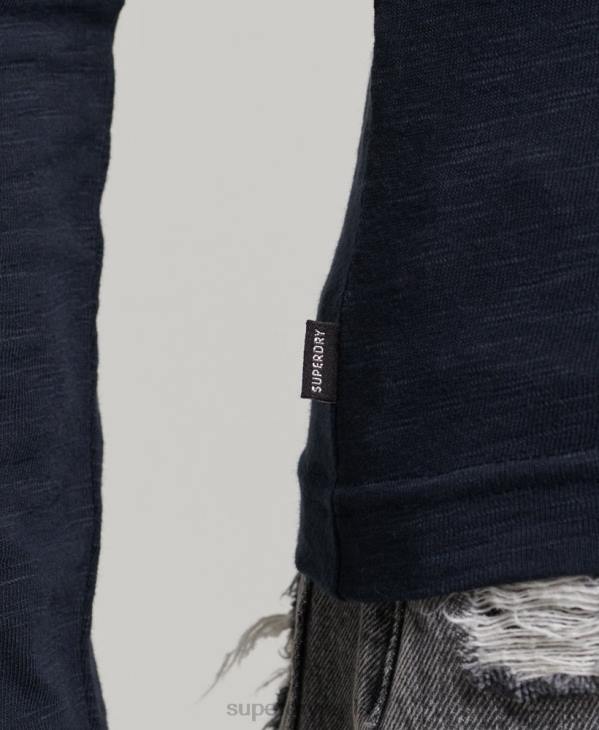 Superdry femmes haut henley en jersey flammé à manches longues D64Z2869 vêtements marine