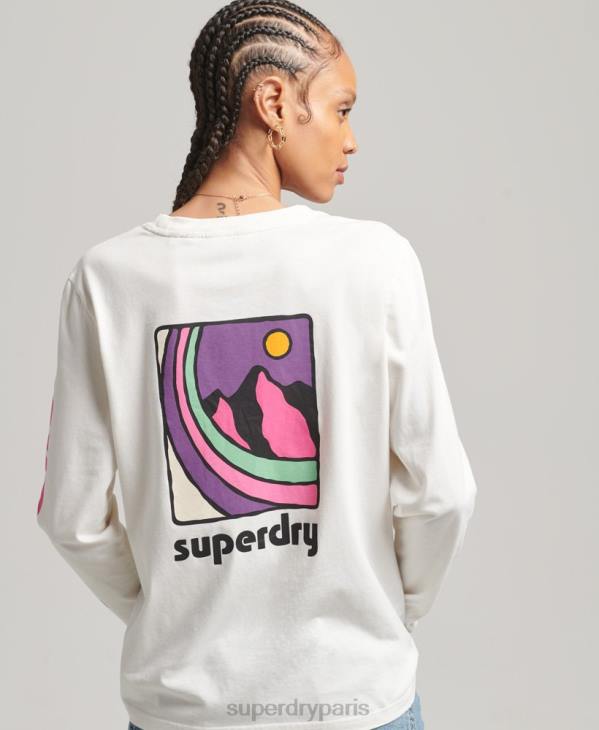 Superdry femmes haut à manches longues 90s terrain D64Z6745 vêtements blanc
