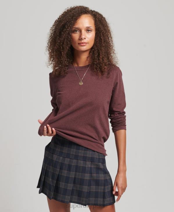 Superdry femmes haut à manches longues en coton biologique avec logo essentiel D64Z3061 vêtements rouge