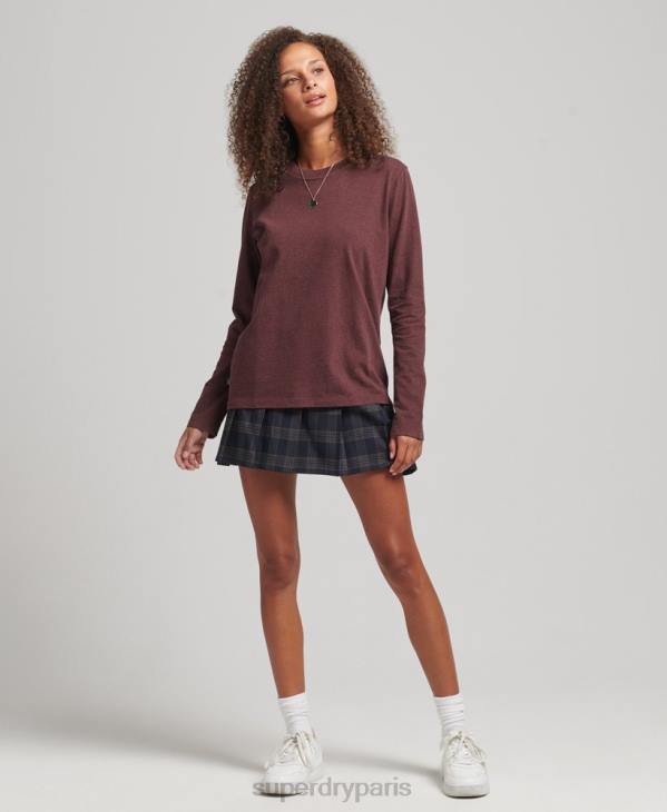Superdry femmes haut à manches longues en coton biologique avec logo essentiel D64Z3061 vêtements rouge