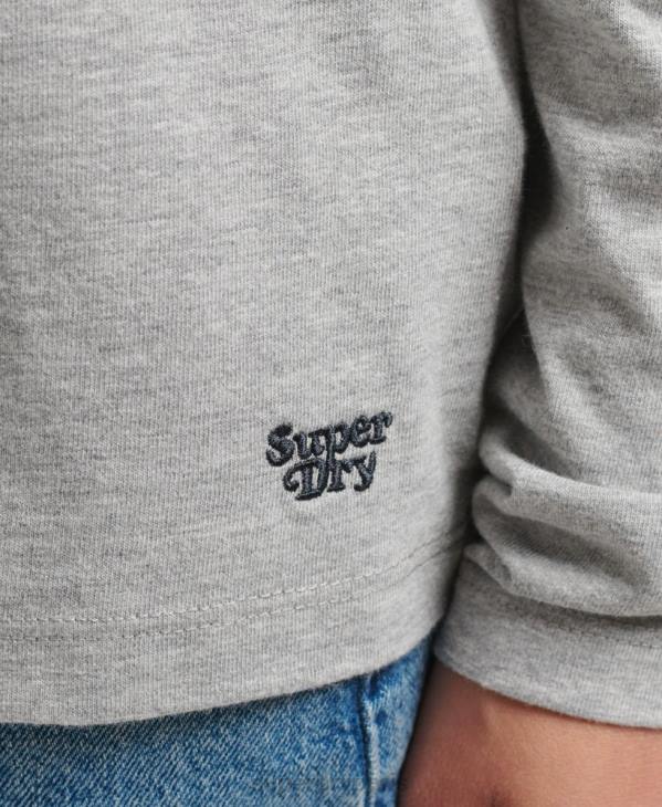 Superdry femmes haut à manches longues en coton biologique cali stripe 2.0 D64Z6540 vêtements gris clair