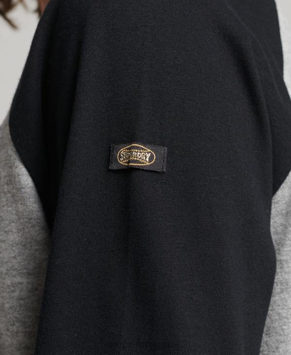 Superdry femmes haut à manches longues et logo vintage D64Z2136 vêtements gris