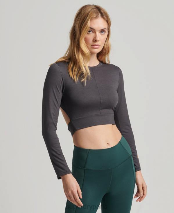 Superdry femmes haut à manches longues flex wrap D64Z6327 vêtements gris foncé