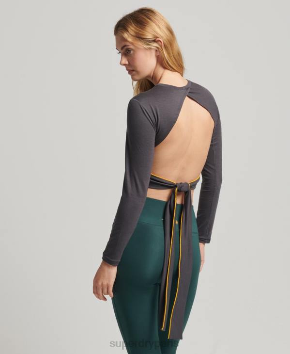 Superdry femmes haut à manches longues flex wrap D64Z6327 vêtements gris foncé