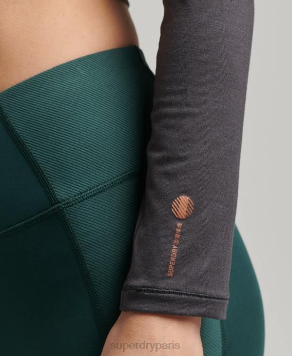 Superdry femmes haut à manches longues flex wrap D64Z6327 vêtements gris foncé