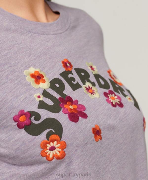 Superdry femmes haut à manches longues nostalgie vintage D64Z2885 vêtements violet