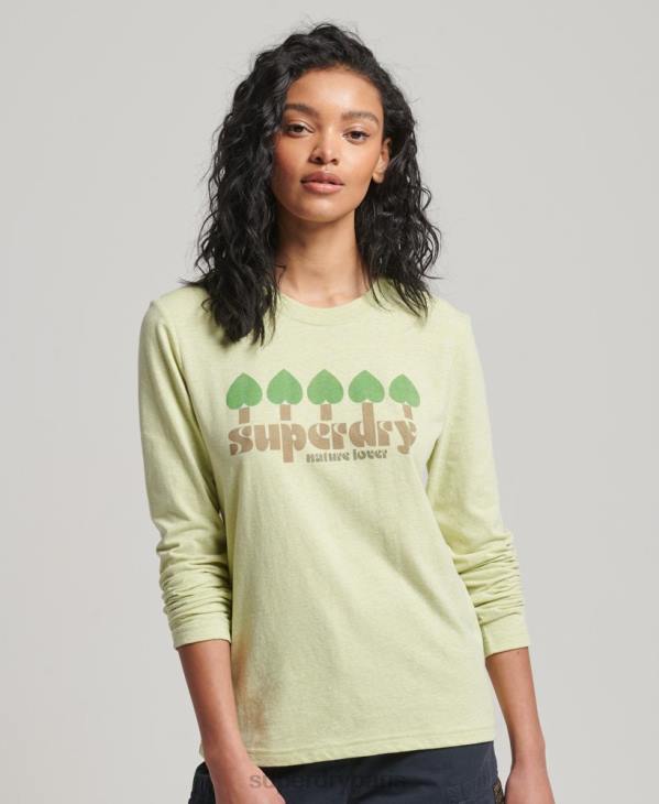 Superdry femmes haut à manches longues nostalgie vintage D64Z2987 vêtements vert