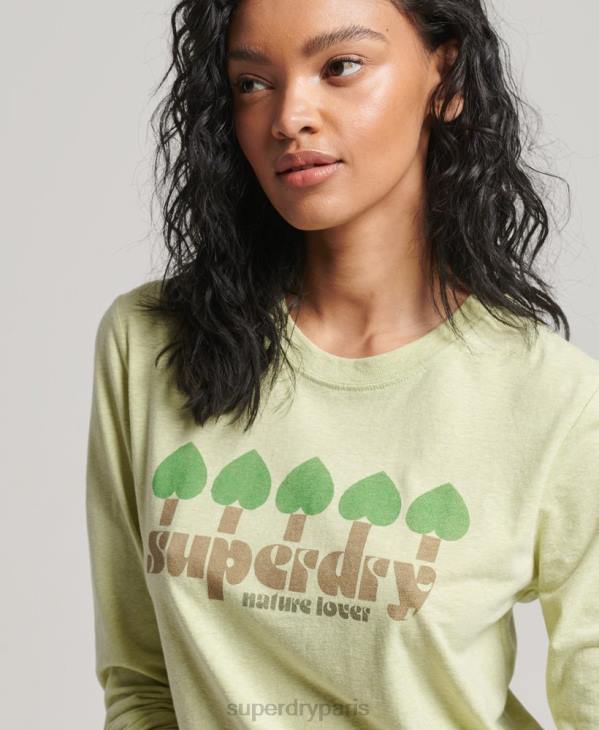 Superdry femmes haut à manches longues nostalgie vintage D64Z2987 vêtements vert
