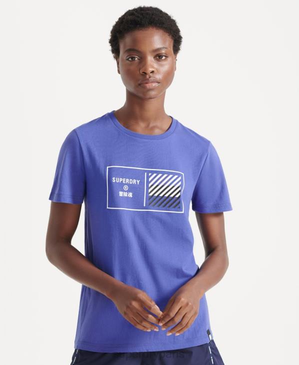 Superdry femmes noyau de train t-shirt graphique D64Z6352 vêtements bleu
