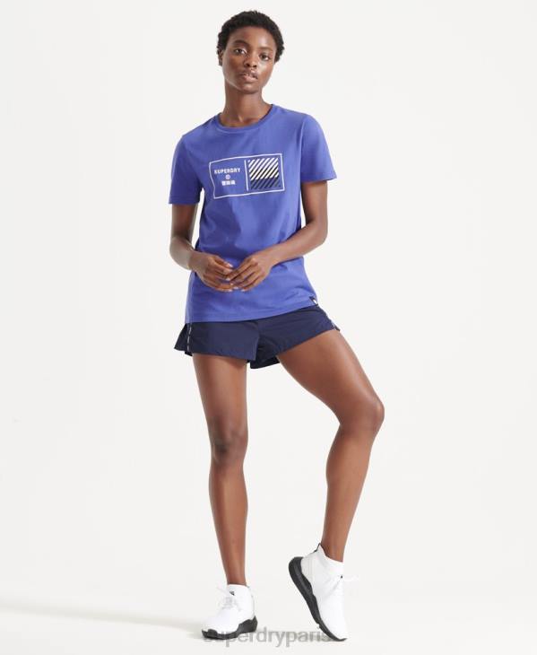 Superdry femmes noyau de train t-shirt graphique D64Z6352 vêtements bleu