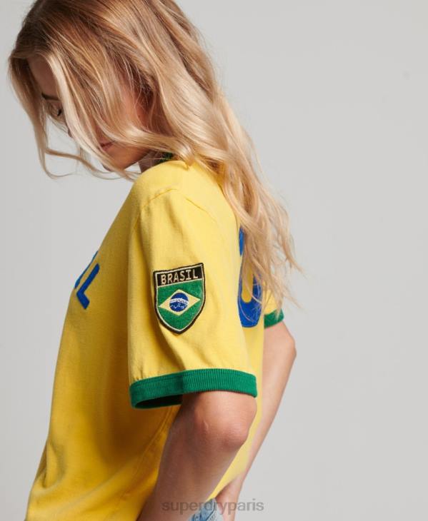 Superdry femmes ringspun football brésil matchday t-shirt D64Z2828 vêtements jaune