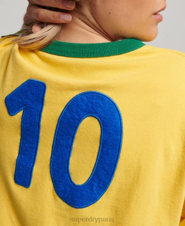 Superdry femmes ringspun football brésil matchday t-shirt D64Z2828 vêtements jaune