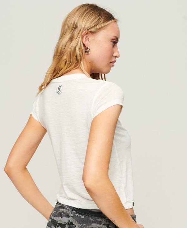 Superdry femmes rock noir t-shirt graphique D64Z2641 vêtements blanc