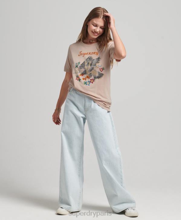 Superdry femmes suika t-shirt graphique D64Z2624 vêtements rose