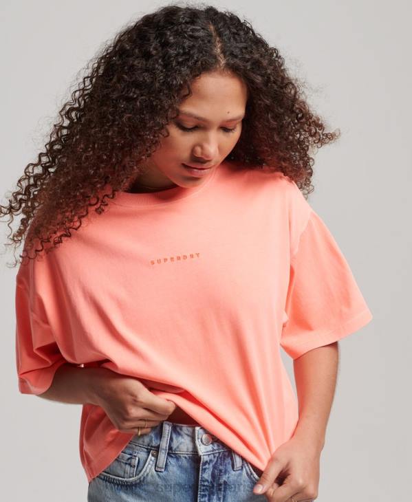 Superdry femmes surplus micro t-shirt boxy oversize D64Z2248 vêtements corail