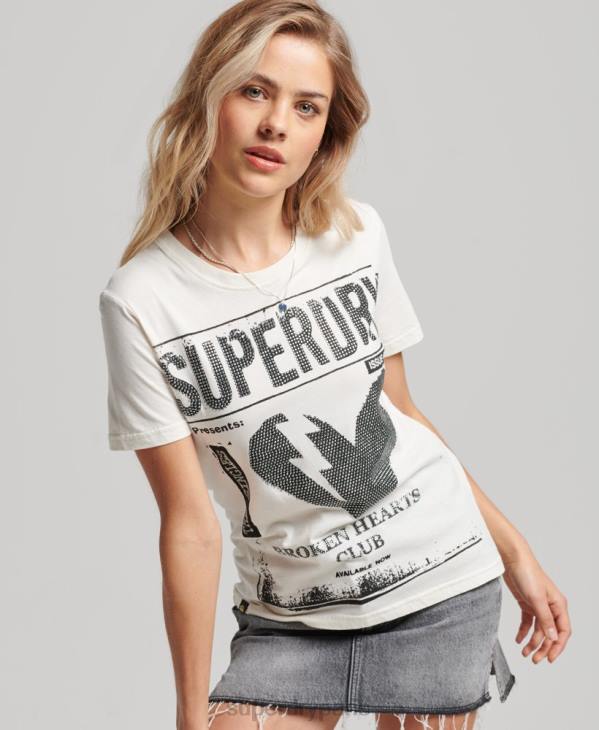 Superdry femmes t-shirt affiche lo-fi D64Z2704 vêtements crème