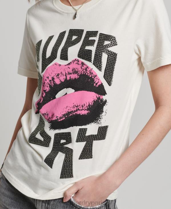 Superdry femmes t-shirt affiche lo-fi D64Z2717 vêtements blanc
