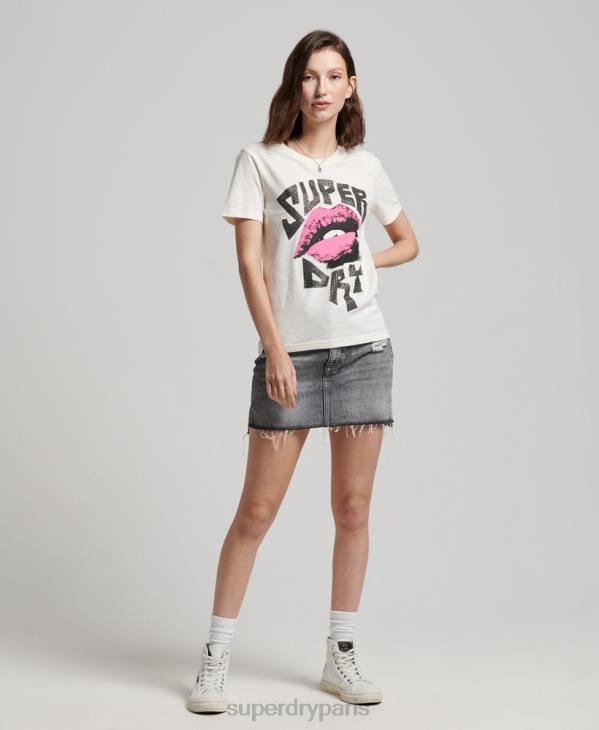 Superdry femmes t-shirt affiche lo-fi D64Z2717 vêtements blanc
