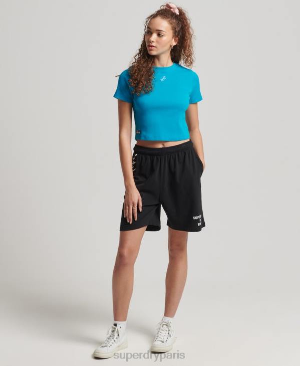 Superdry femmes t-shirt ajusté essentiel en coton biologique D64Z2765 vêtements bleu