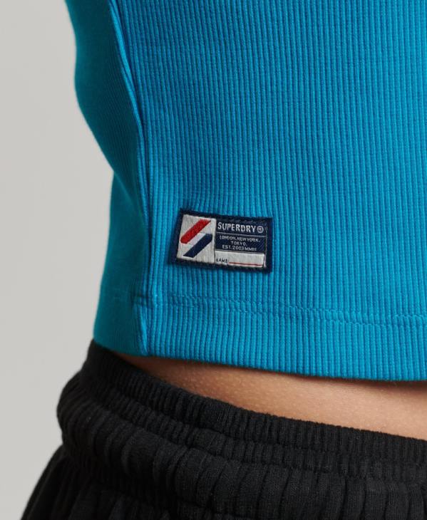 Superdry femmes t-shirt ajusté essentiel en coton biologique D64Z2765 vêtements bleu