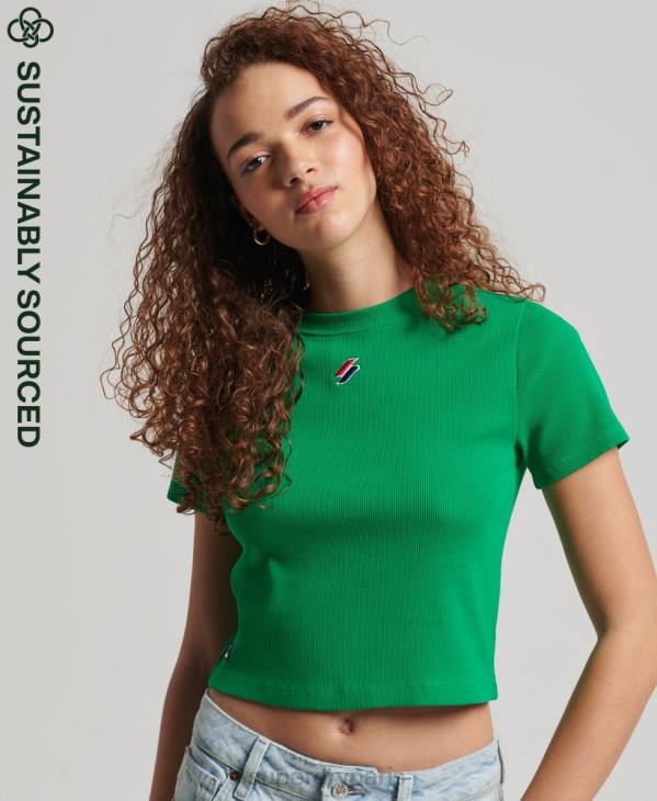 Superdry femmes t-shirt ajusté essentiel en coton biologique D64Z2809 vêtements vert
