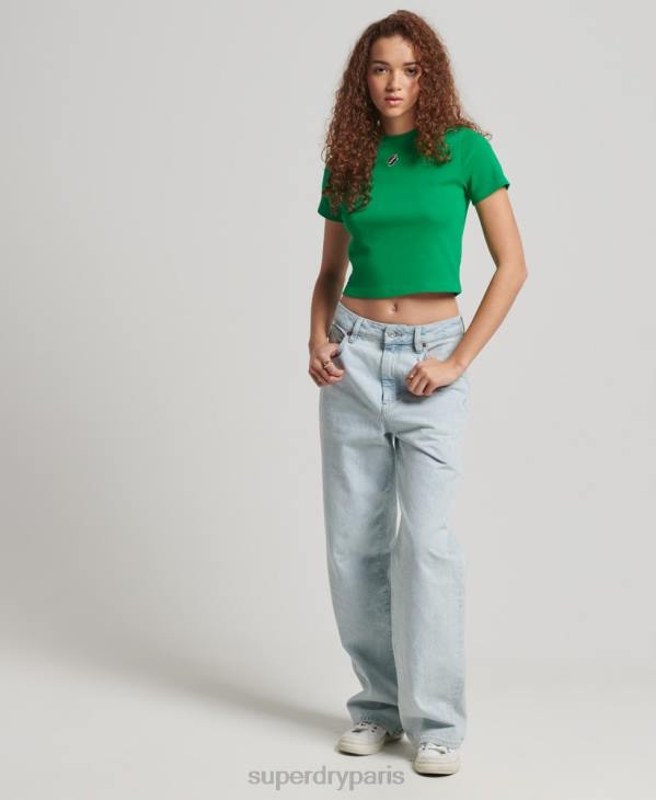 Superdry femmes t-shirt ajusté essentiel en coton biologique D64Z2809 vêtements vert