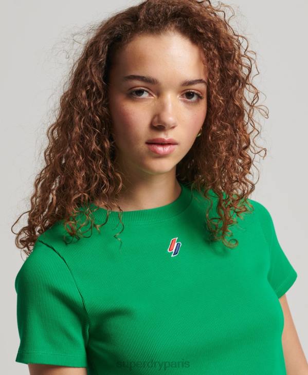 Superdry femmes t-shirt ajusté essentiel en coton biologique D64Z2809 vêtements vert