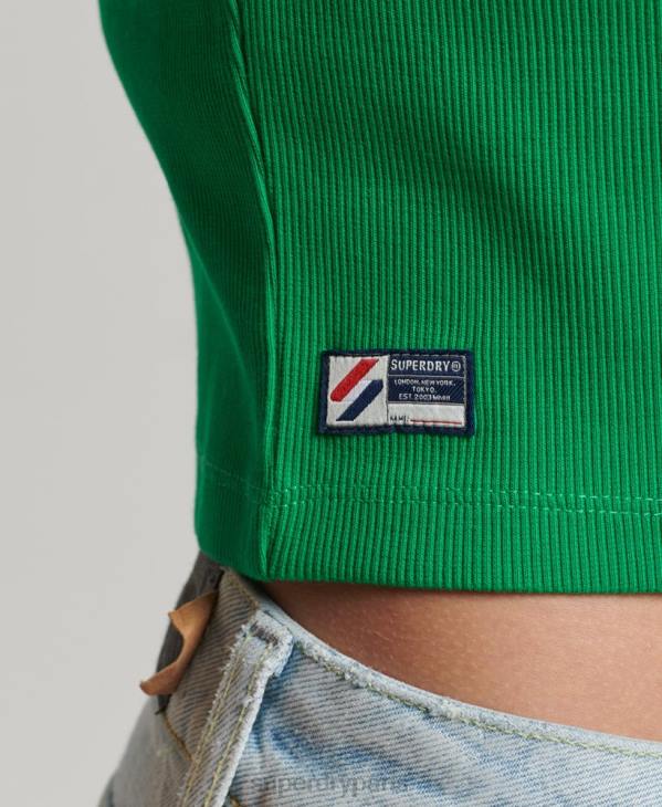 Superdry femmes t-shirt ajusté essentiel en coton biologique D64Z2809 vêtements vert