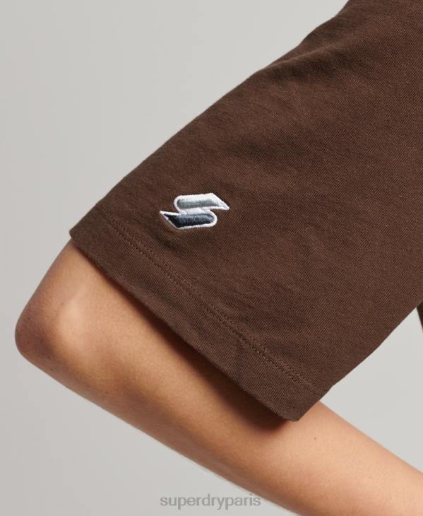 Superdry femmes t-shirt ample à code linéaire D64Z6564 vêtements brun