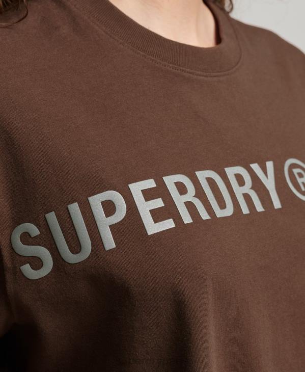 Superdry femmes t-shirt ample à code linéaire D64Z6564 vêtements brun