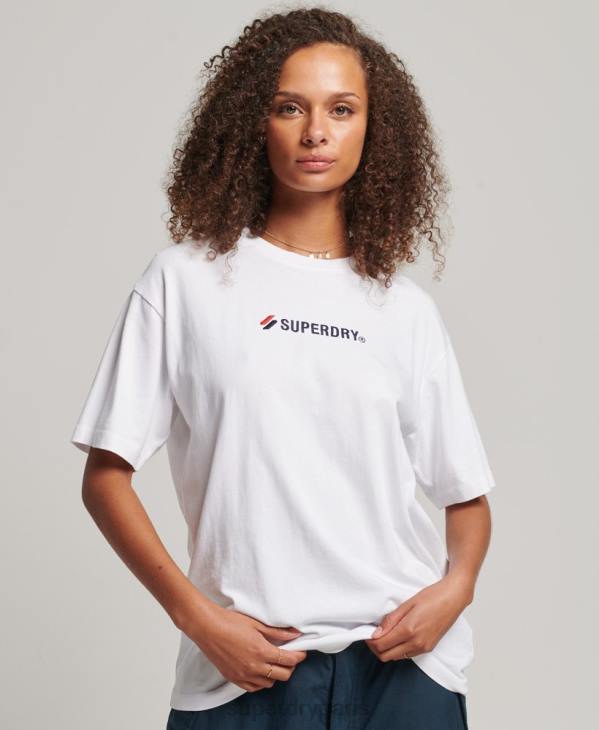 Superdry femmes t-shirt ample à logo appliqué D64Z2673 vêtements blanc