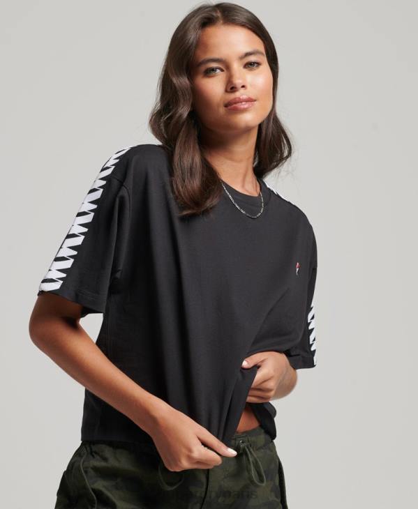 Superdry femmes t-shirt ample oversize à bande logo code s D64Z2739 vêtements noir