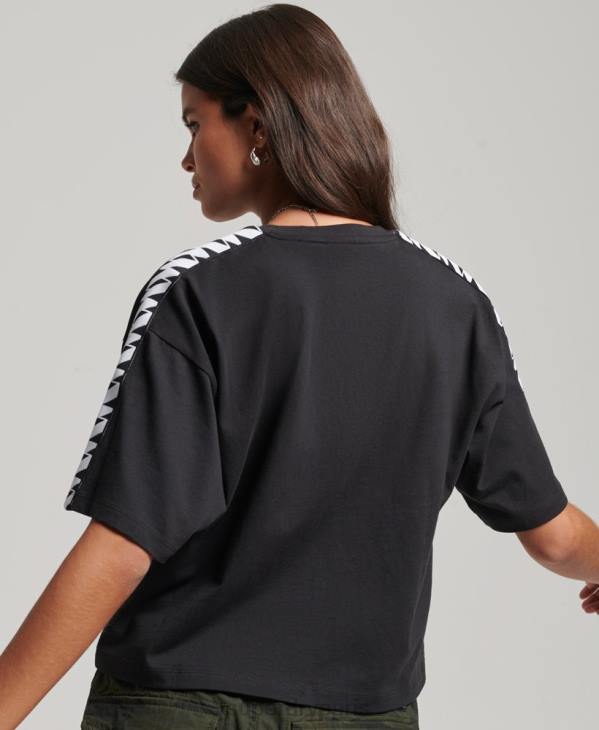 Superdry femmes t-shirt ample oversize à bande logo code s D64Z2739 vêtements noir