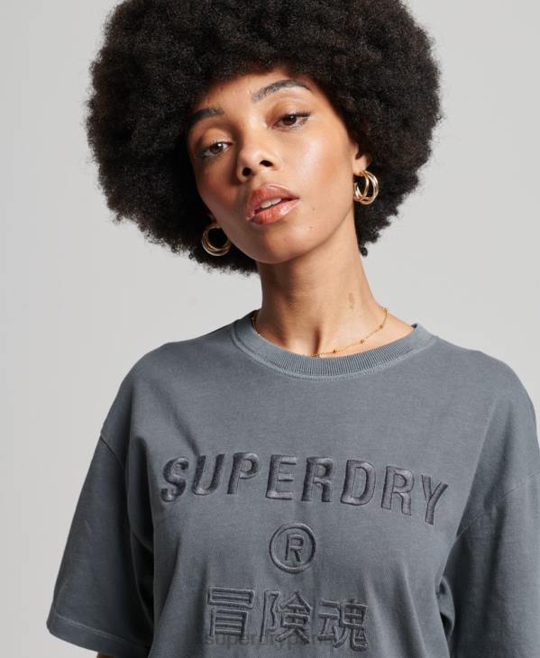 Superdry femmes t-shirt ample teint en pièce à logo code D64Z2762 vêtements noir
