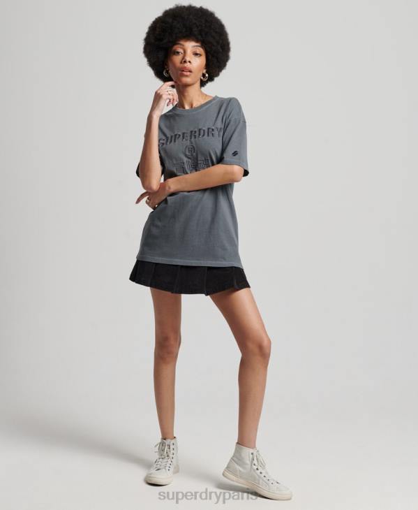 Superdry femmes t-shirt ample teint en pièce à logo code D64Z2762 vêtements noir