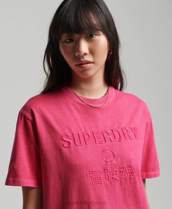 Superdry femmes t-shirt ample teint en pièce à logo code D64Z2772 vêtements rose