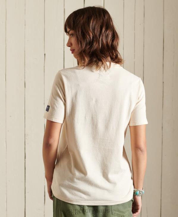 Superdry femmes t-shirt arc-en-ciel à logo vintage D64Z2822 vêtements crème