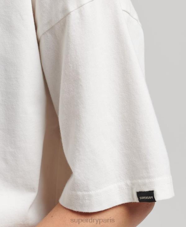 Superdry femmes t-shirt arc-en-ciel à logo vintage D64Z6226 vêtements blanc