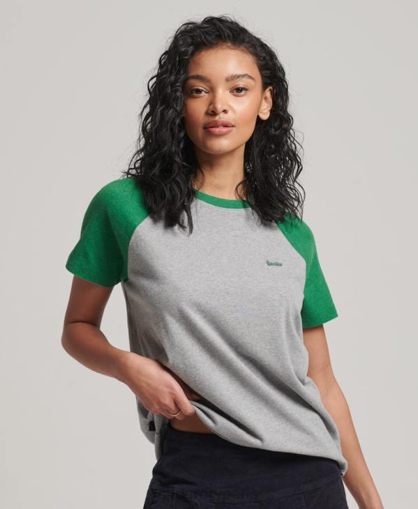 Superdry femmes t-shirt baseball vintage en coton bio D64Z6186 vêtements vert