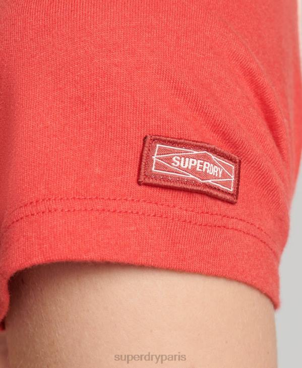 Superdry femmes t-shirt baseball vintage en coton biologique minuscule D64Z6232 vêtements rose