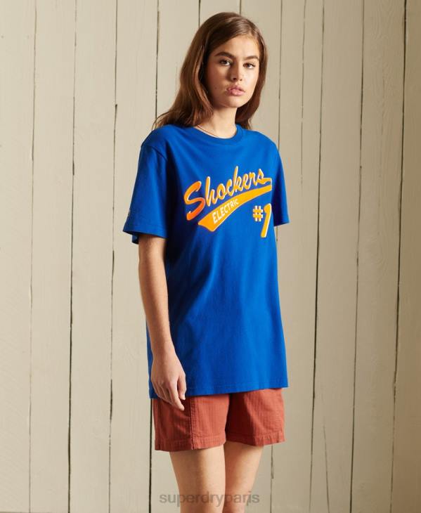 Superdry femmes t-shirt bohème et rock oversize D64Z6295 vêtements bleu foncé