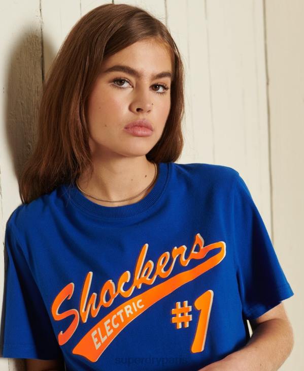 Superdry femmes t-shirt bohème et rock oversize D64Z6295 vêtements bleu foncé