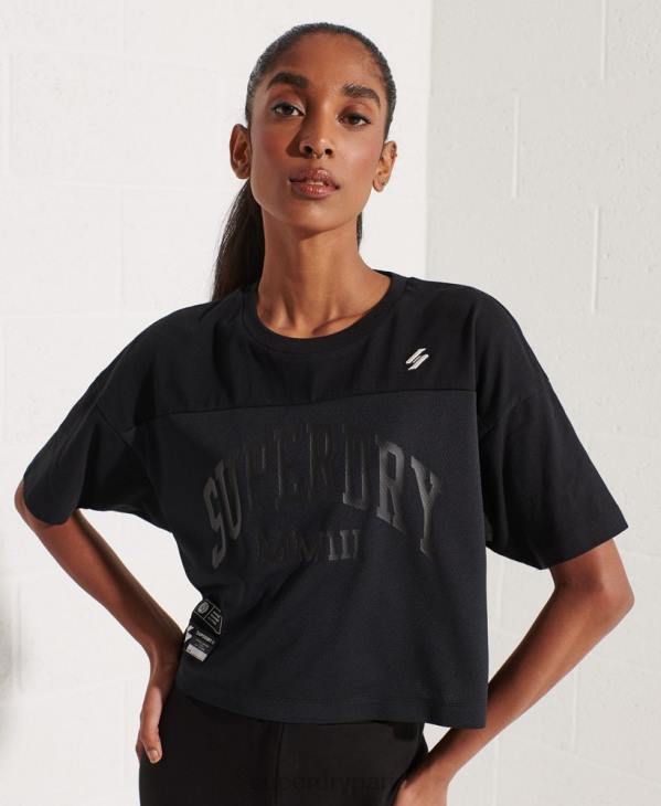 Superdry femmes t-shirt boxy arc universitaire D64Z6259 vêtements noir