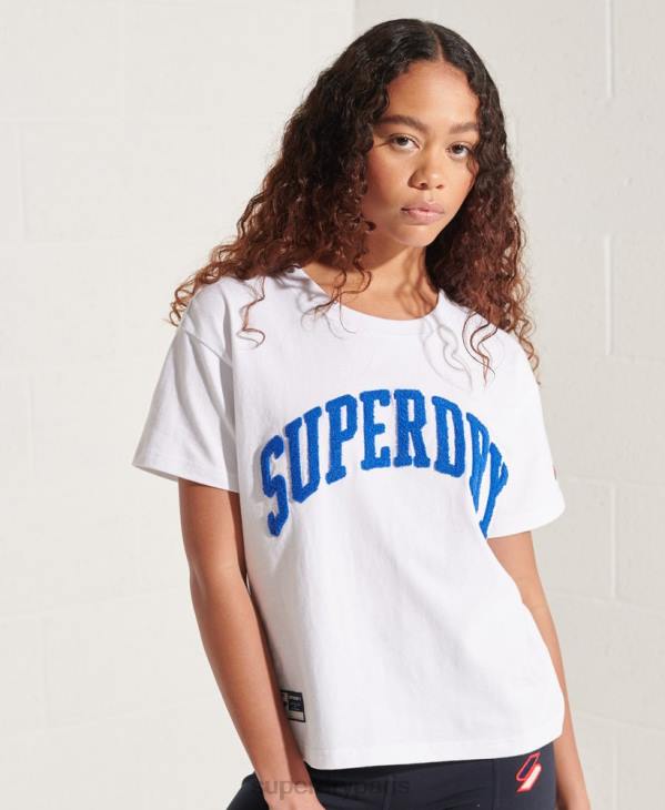 Superdry femmes t-shirt boxy arc universitaire D64Z6296 vêtements blanc