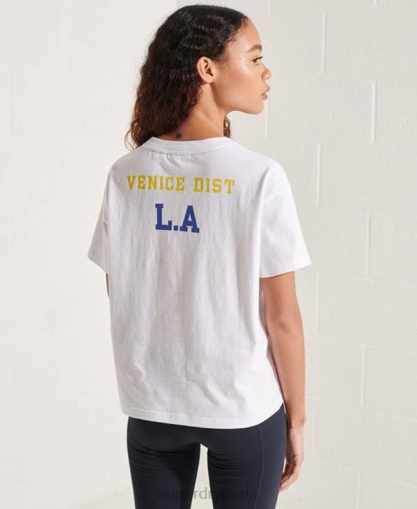 Superdry femmes t-shirt boxy arc universitaire D64Z6296 vêtements blanc