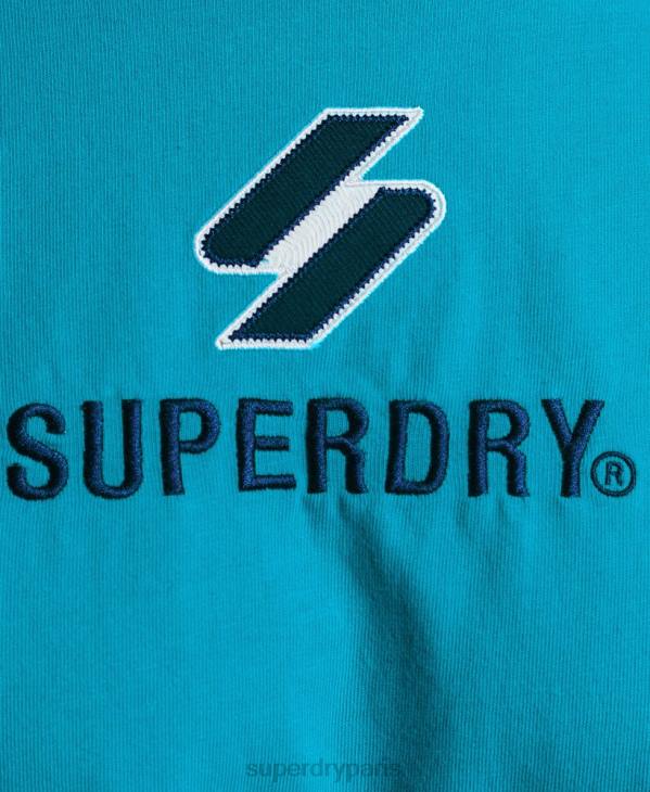 Superdry femmes t-shirt boxy à code empilé D64Z2702 vêtements bleu