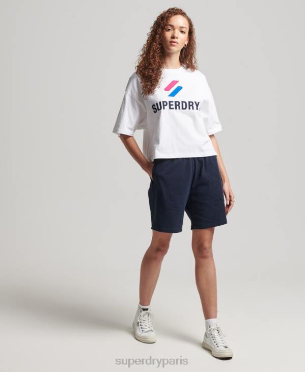 Superdry femmes t-shirt boxy à code empilé D64Z2737 vêtements blanc