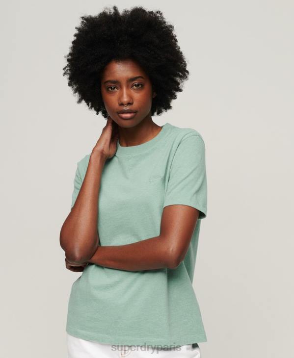 Superdry femmes t-shirt brodé logo vintage en coton bio D64Z2250 vêtements vert