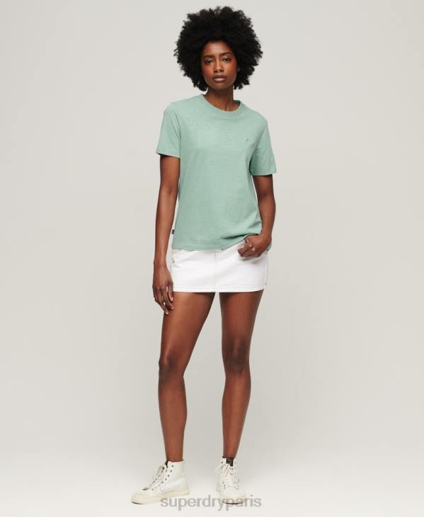 Superdry femmes t-shirt brodé logo vintage en coton bio D64Z2250 vêtements vert