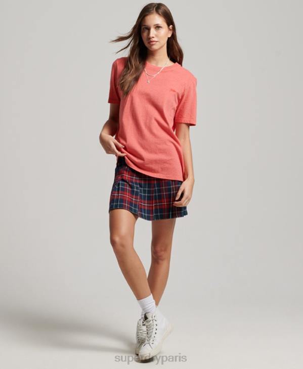 Superdry femmes t-shirt brodé logo vintage en coton bio D64Z2306 vêtements corail